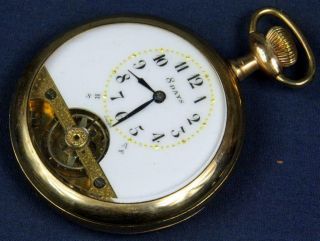 Mm6.  Hebdomas 6 Jewel 8 Day G.  F.  Case Porcelain Dial Pocket Watch.  A Watch