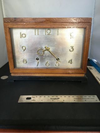 Vintage Mid Century Modern Seth Thomas Wood Case Clock Model E515 - 003 W/ Key