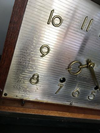 Vintage Mid Century Modern Seth Thomas Wood Case Clock Model E515 - 003 w/ Key 3