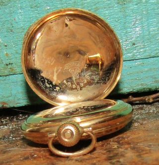 Antique 14kt Gold Waltham Ladies 0S Pocket Watch Art Nouveau Case 4