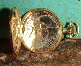 Antique 14kt Gold Waltham Ladies 0S Pocket Watch Art Nouveau Case 5