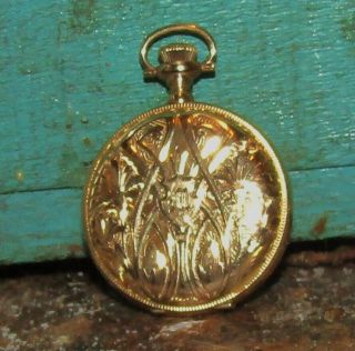 Antique 14kt Gold Waltham Ladies 0S Pocket Watch Art Nouveau Case 6