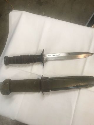 Us - M3 Camillus Trench Knife With M8 Scabbard Wwii