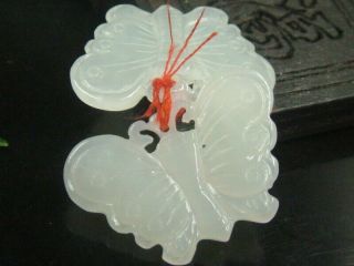 Antique Chinese Celadon Nephrite HETIAN Jade a ear Butterfly - Pendant4 2