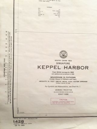 Singapore Keppel Harbor U.  S.  Navy Map Dated 6/2/69