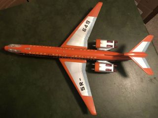 1962 Tomiyama Sonic Jetliner Sr - 649 Tin Airplane,  Orange,  Sears Exclusive