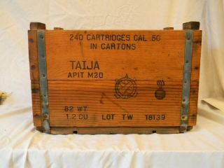Rare Vintage Wooden Ammo Box Taija