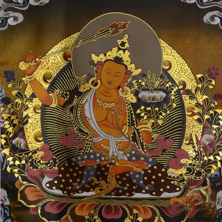 Tibetan Buddhist Buddha Silk Gild Thangka Thanka Wen Shu Manjusri Amulet 35CM 2