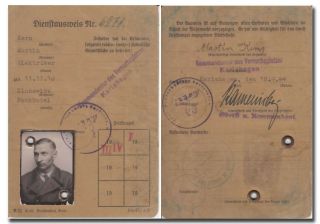 V2 Rocket Karlshagen Vintage Workers Id Card - Rare - 4h19