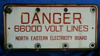 Old Vintage Industrial Enamel Danger Electric Sign Shed Garage Mancave Wall Art