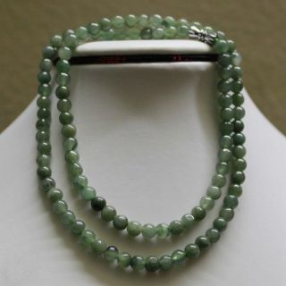 Natural Jade (grade A) Oily Green Jadeite Necklace 5.  2mm 19 "