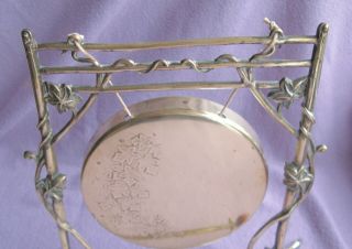 Antique Art Nouveau Naturalistic Arts Crafts Brass Gong 5