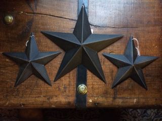(set Of 3) Black Barn Stars 8 " /5.  5 " Primitive Rustic Country Decor Antique