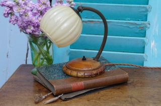Vintage French Art Deco Desk Lamp Brass Pivot Swan Neck Bauhaus Style 1930s Chic