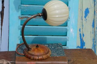 Vintage French Art Deco Desk Lamp Brass Pivot Swan Neck Bauhaus Style 1930s Chic 2