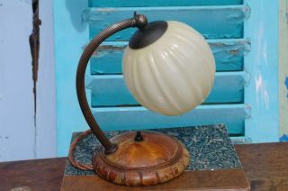 Vintage French Art Deco Desk Lamp Brass Pivot Swan Neck Bauhaus Style 1930s Chic 3