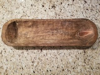 Carved Wooden Dough Bowl Primitive Wood Trencher Tray Rustic Home Decor