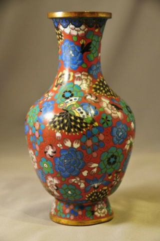 Antique Chinese Cloisonne Vase 19th C.  Floral Pattern