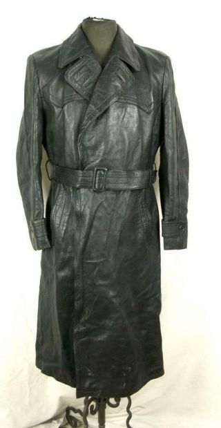 Ww2 Wwii German Army Luftwaffe Officer Leather Field Coat Greatcoat Prym B