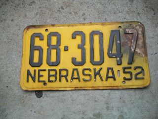 Antique Vintage Rare 1952 Dated Omaha Nebraska License Plate.