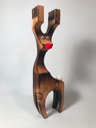 Vintage Danish Modern Style Wood Reindeer Sculpture 11 - 1/8 "
