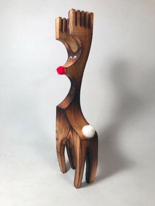 Vintage Danish Modern Style Wood Reindeer Sculpture 11 - 1/8 