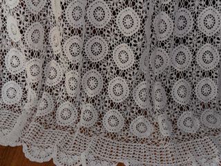 Vintage French Hand Made Crochet White Bed Cover,  Bedspread.  Coton.