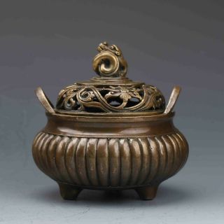 Chinese Bronze Hand - Carved Incense Burner Ming Dynasty XuanDe Mark 3