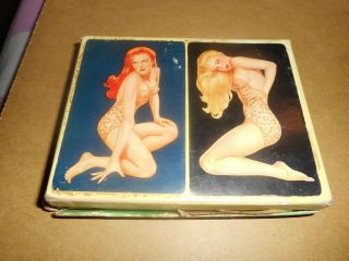 Vintage Art Deco 1943 Esquire Boxed Double Deck Girl Playing Cardsnos