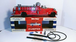 Vintage RARE 1950 - 60 ' s Eldon Big Poly Fire Engine Pumper No.  909:298 2