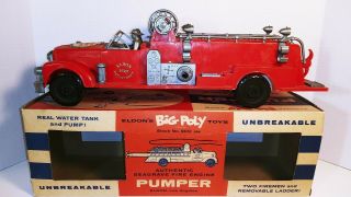 Vintage RARE 1950 - 60 ' s Eldon Big Poly Fire Engine Pumper No.  909:298 3