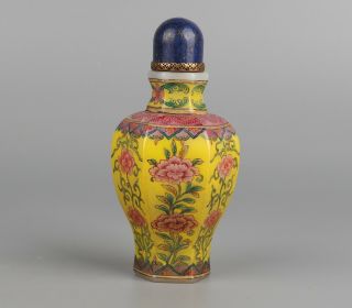 Chinese Exquisite Handmade Flower Pattern Glass Snuff Bottle