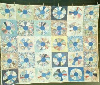 Antique Vintage 1930s Fabulous Wheel Of Fortune Folk - Art Patchwork Quilt Wow