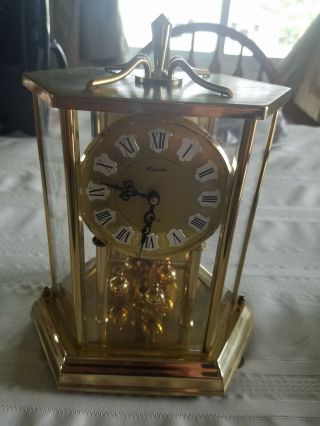 Vintage Kundo Anniversary Clock With Etched Glass - Made In Germany
