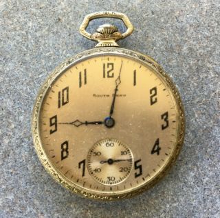 9 vintage pocket watches with display case South Bend Waltham Biltmore 11