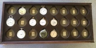 9 Vintage Pocket Watches With Display Case South Bend Waltham Biltmore