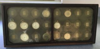 9 vintage pocket watches with display case South Bend Waltham Biltmore 2