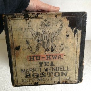 Vtg Mark T Wendell HU - KWA Lacquered Wooden Tea Box Sliding Lid/ Label 2