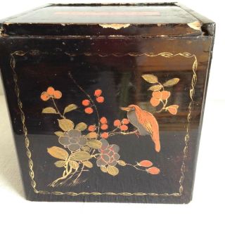 Vtg Mark T Wendell HU - KWA Lacquered Wooden Tea Box Sliding Lid/ Label 3