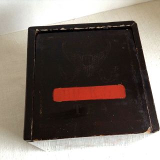 Vtg Mark T Wendell HU - KWA Lacquered Wooden Tea Box Sliding Lid/ Label 5