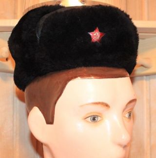 Russian Soviet Red Army And Police Winter Hat Fur - Cap Ushanka Uniforms Size 54