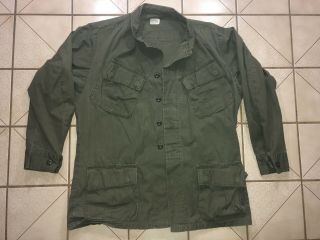 Vtg Military Army Vietnam Slant Pocket Ripstop Poplin Shirt Jacket 107 Medium R