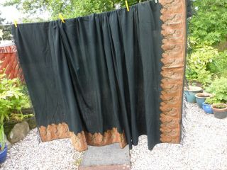 Antique Paisley/black Wool Kashmir Shawl,  340 Cm X 170 Cm Crinoline,  C.  1880