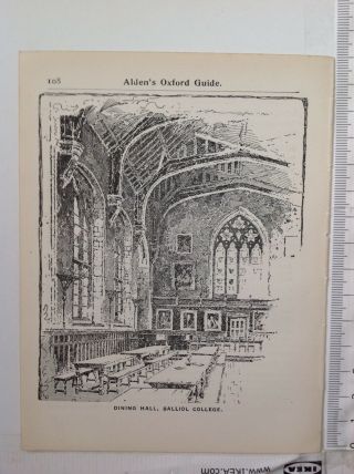 Oxford,  Dining Hall,  Balliol College,  1901 Antique Illustration/print