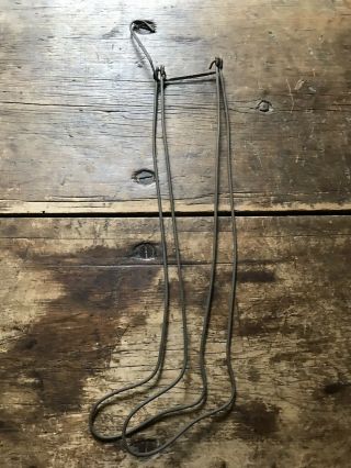 Pair Old Antique Metal Wire Child’s Sock Form Stretchers Patina Peg Rack AAFA 2