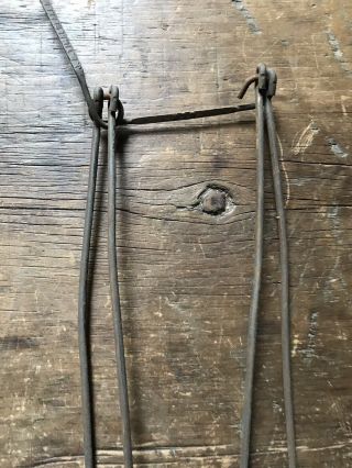 Pair Old Antique Metal Wire Child’s Sock Form Stretchers Patina Peg Rack AAFA 7
