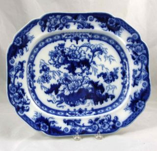 Large Antique Cauldon Bentick Flow Blue Platter 15 " X 13 " England