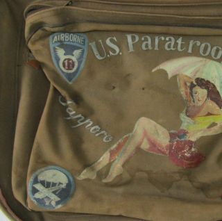 WW2 US Paratrooper B - 4 Suitcase W/Occupation Artwork - 11th AB/187th PGI - Named 3