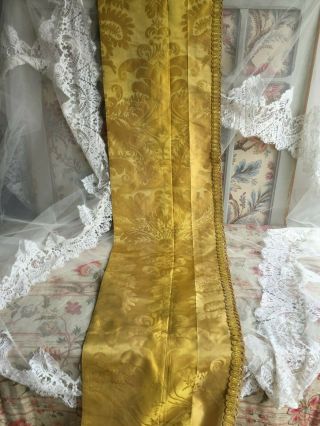 Fabulous Antique French Lampas Lyon Silk Damask Brocade Pelmet Valance Canopy