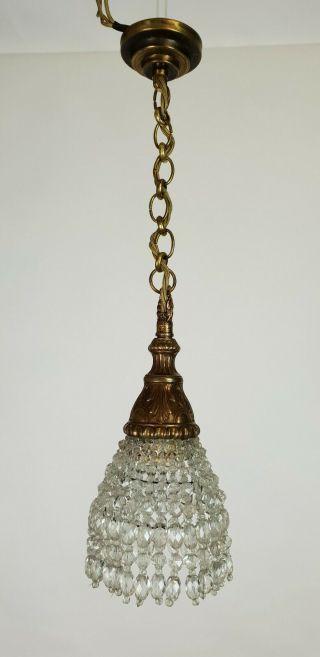Vintage French Glass Beaded Ceiling Light,  Rewired